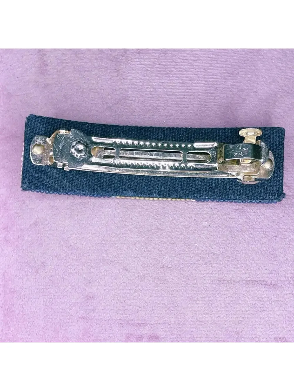 652. Navy Glass Seed Bead Barrette
